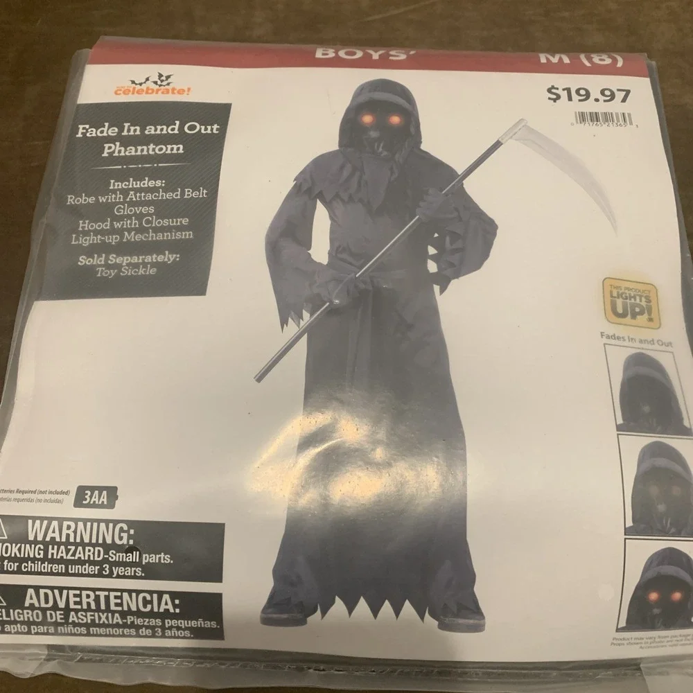 Way to Celebrate Fade In and Out Phantom Halloween Costume Size Medium (8) NEW